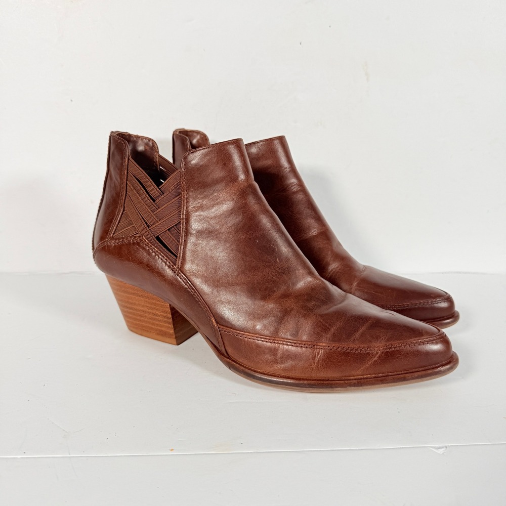 Kelsi Dagger Brooklyn Brown Leather Pointed Toe Womens Ankle Booties Size 8 - Picture 4 of 9